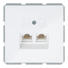 Изображение Двойная компьютерная розетка RJ-45 Cat.5 Jasmart серия FD, белый глянцевый